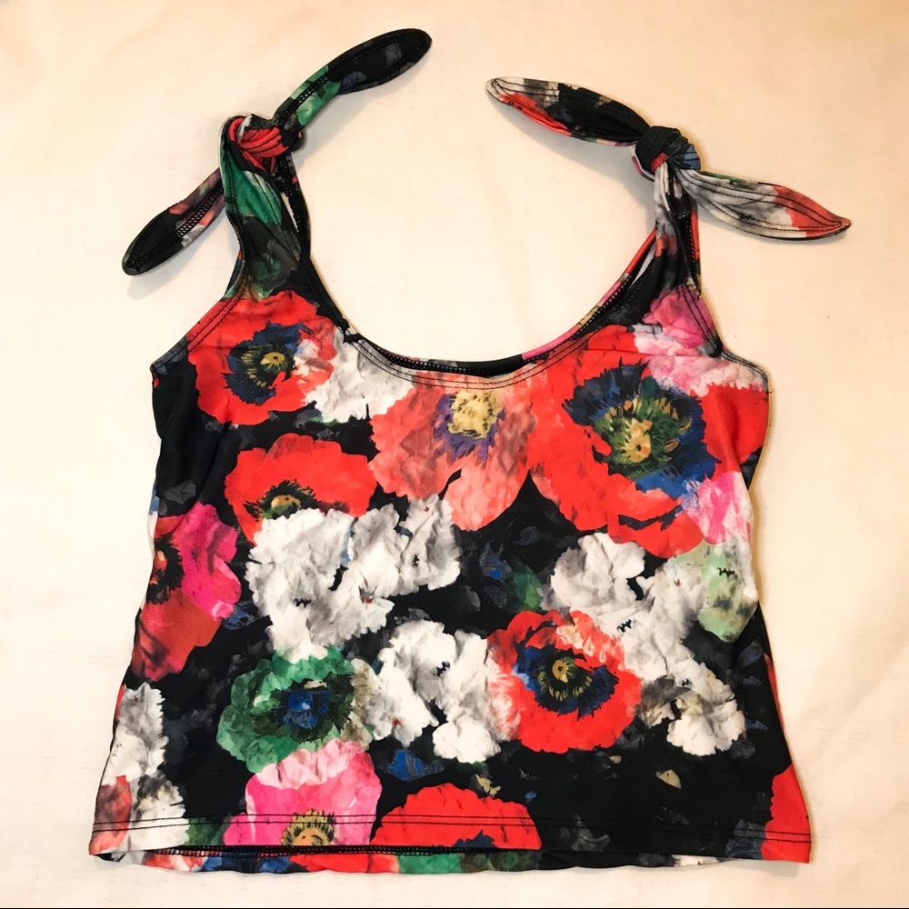 Kortni Jeane Swim Top Floral Poppies XS RARE - Picture 2 of 8